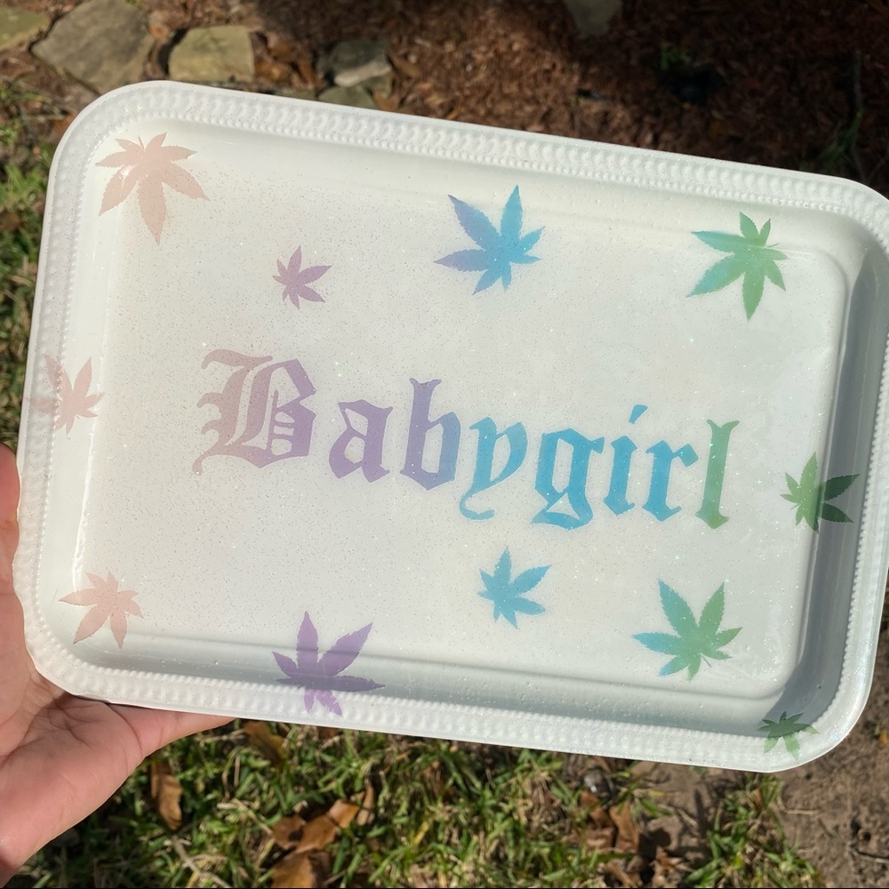 Pastel Baby Girl Metal Rolling tray